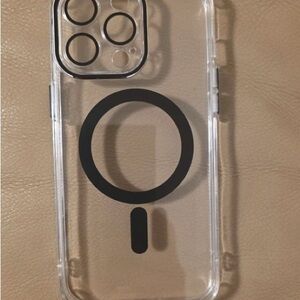 Apple Clear Phone Case with Black Circle Design